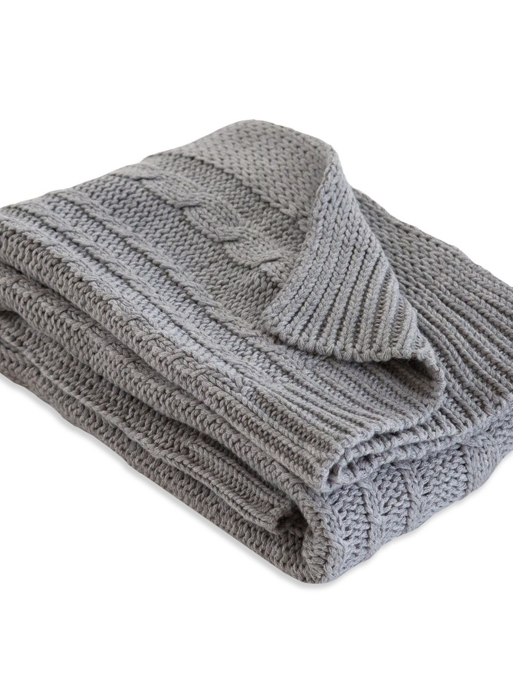 Burt’s Bees Baby organic cotton cable knit baby blanket Light Gray 30”x40”